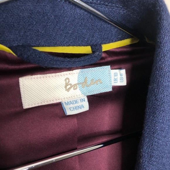 Boden Wool Lined Blazer Blue with Black Trim - Picture 3 of 4